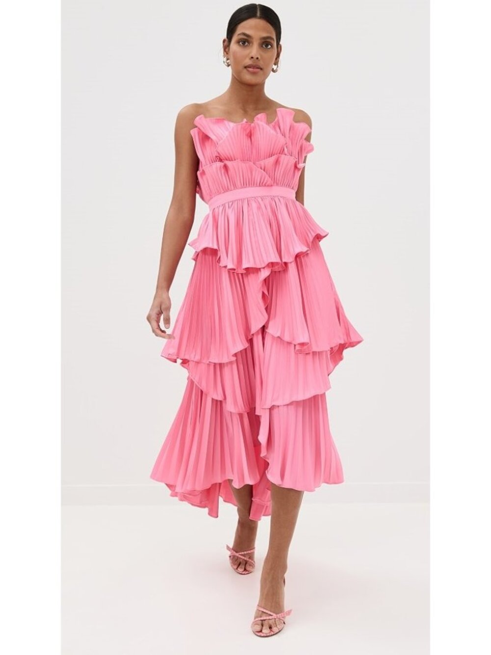 AMUR Women's Judah Scallop Pleated Dress Size 4 in Calla Lily